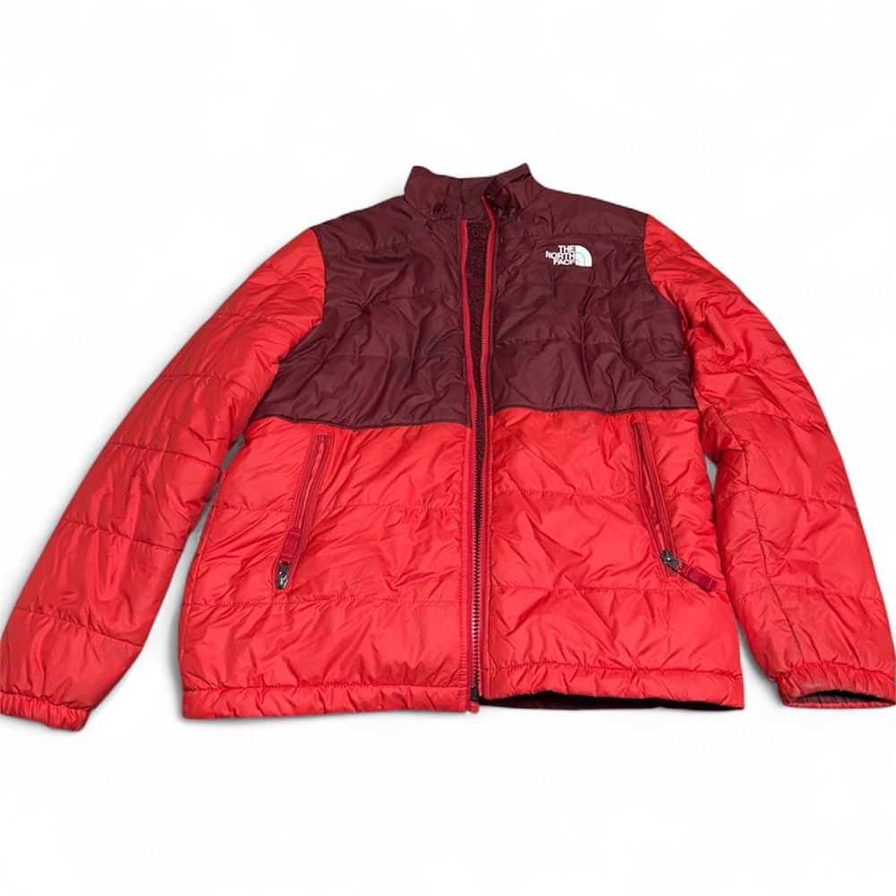 The North Face Youth XL Two-Tone Red Puffer Jacket-reversible-no hood